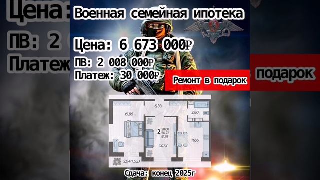 Квартиры в г. Краснодар под семейную военную ипотеку с ремонтом в 🎁 от застройщика