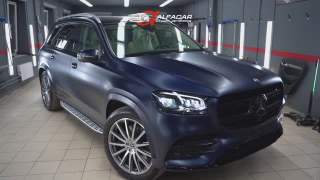 Mercedes GLS. Матовый сатиновый полиуретан и большой комплекс работ.