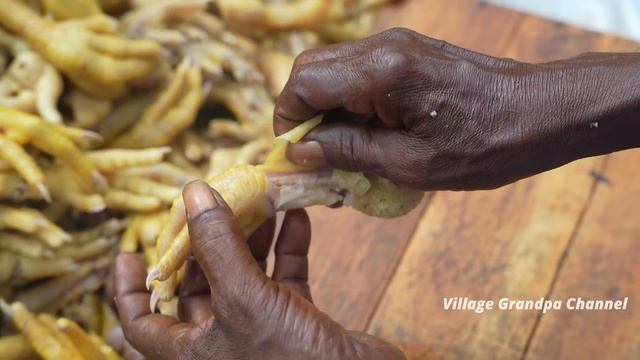CHICKEN FEET CHILLI Village Style Recipe YUMMY Village Food Grandpa Show