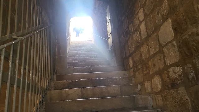 Так по крутой высокой лестнице священники поднимаются из Храма святого Иакова в Патриархию