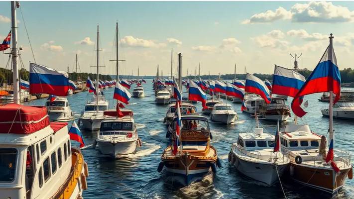 На "День России" в Самаре состоялся грандиозный парад судов.