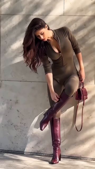 KX_UXCFDMSw - Gorgeous model in a tight jumpsuit： Street style outfit #fashion  #style #outfit #shor