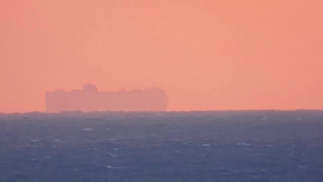 Over the sea.