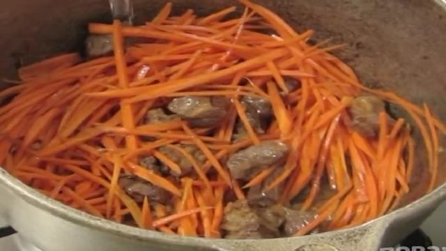 Гречка с мясом в казане