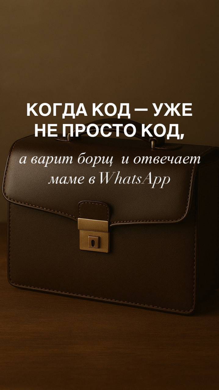 КОГДА КОД — УЖЕ НЕ ПРОСТО КОД, 
а варит борщ 🍲 и отвечает маме в WhatsApp.