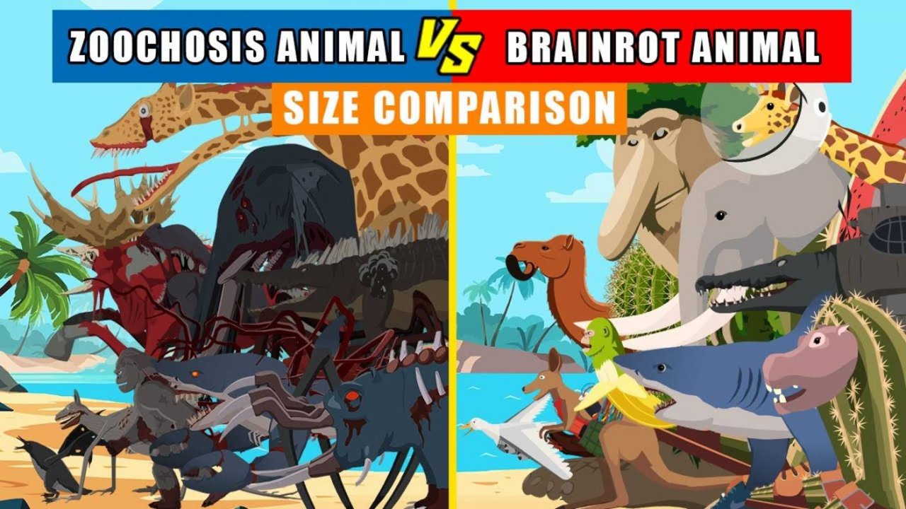 Сравнение размеров: Животные из Zoochosis vs Брейнрот-животные 🐘🧠 | Анимация сравнения