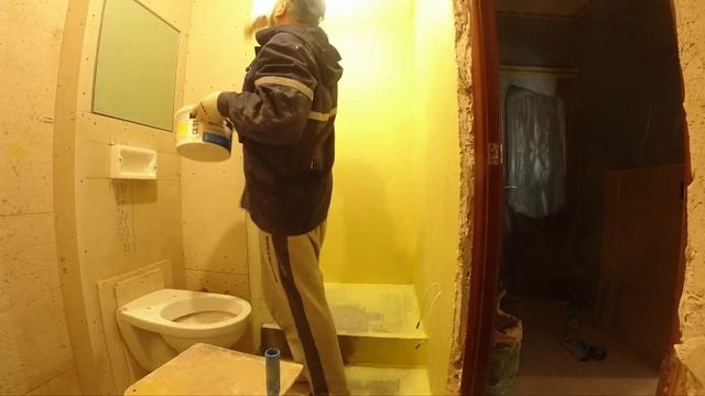 Ремонт ванной в Стрежевом , современный душевой поддон из керамогранита. т.8-913-8000-150