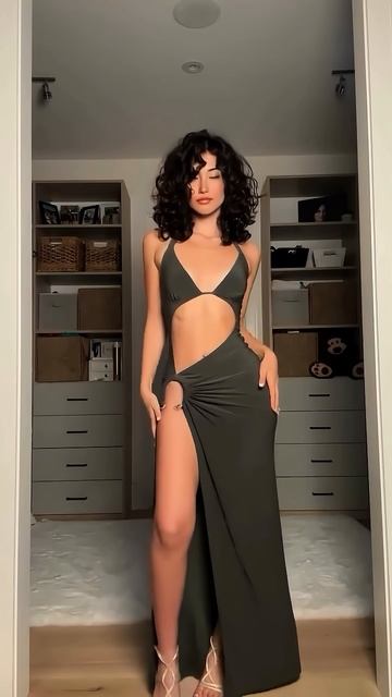 XkB-73ZYgXY - Fancy tight jungle green thigh dress summer outfit idea #fashion #style #outfit #short