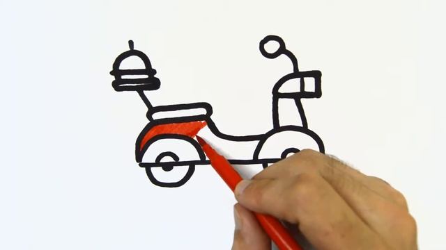 Bolalar uchun skuter chizish / Drawing a scooter for kids / Рисование скутера дл?