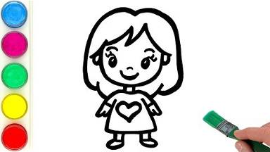Рисуем и раскрашиваем девочку. Детям и начинающим