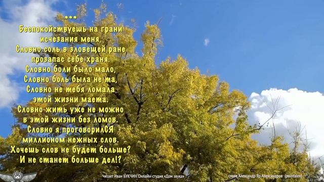 Беспокойствуешь на грани читает Иван БУКЧИН Онлайн-студия «Дом звука»