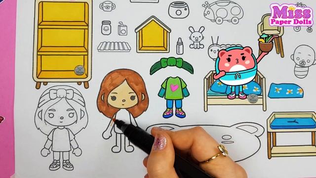 Coloring Toca Boca / How to draw Toca life world character /Quiet book paper doll / Toca boca DIY