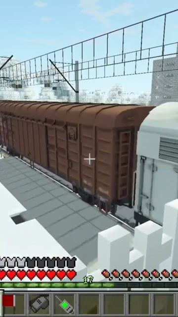 Товарный поезд на жд переезде @SanychMinecraft