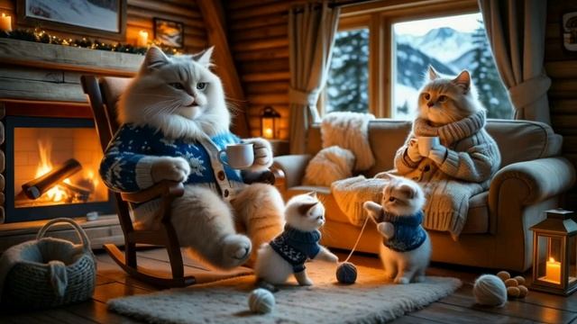 😸Cat Family’s Snowy Mountain Vacation! ❄️🏔️ _ Animation Video 🥞☕☃️🔥