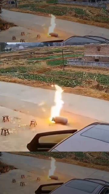 Повезло, газовый баллон не взорвался.