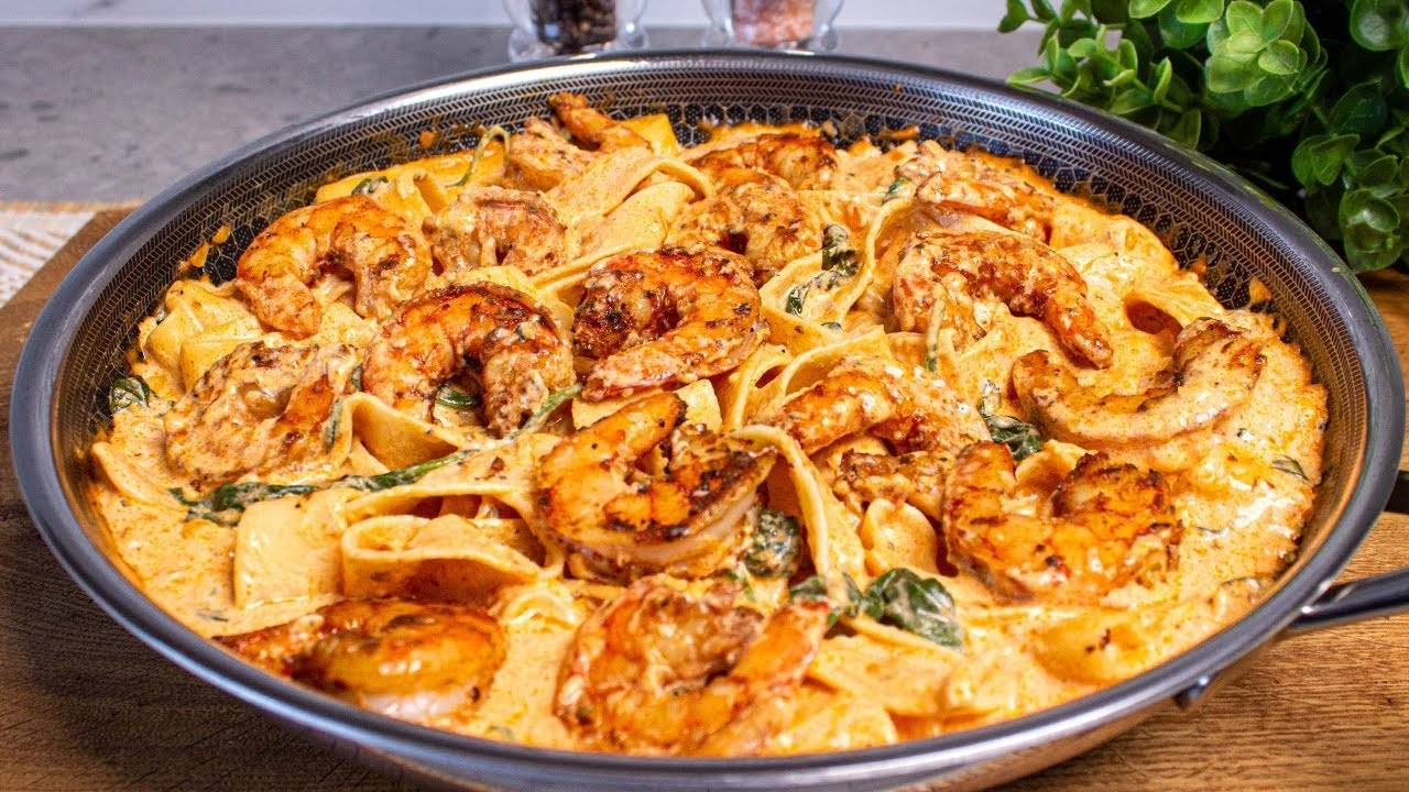 Вкуснее НИЧЕГО не ела! Итальянская ПАСТА С КРЕВЕТКАМИ в сливочном соусе за 20 минут!