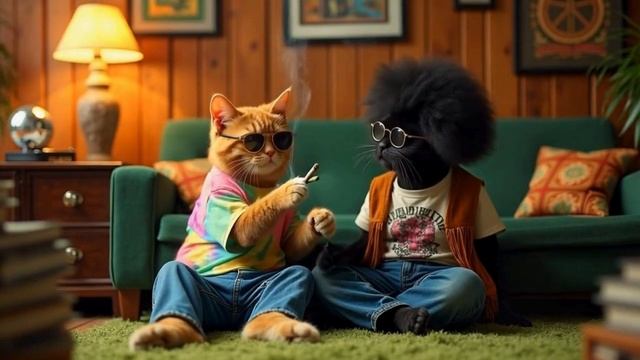 😻 Cool Cats in the 70s 🕺🕶️ - Funny Cats Doing Human Things 😻