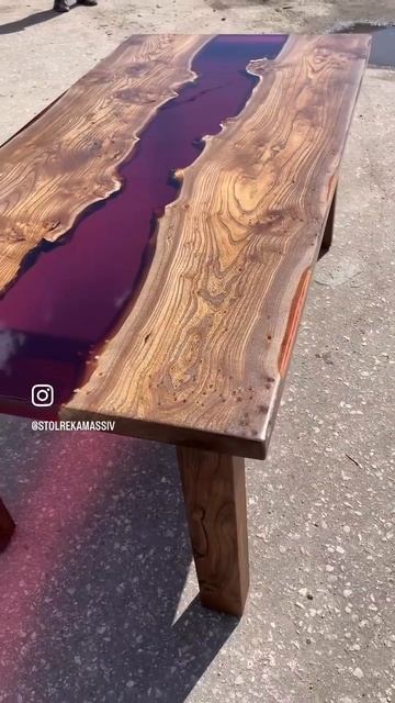 Стол-река с вишнёвой эпоксидной смолой 💧 🍒