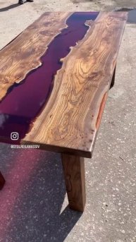Стол-река с вишнёвой эпоксидной смолой 💧 🍒