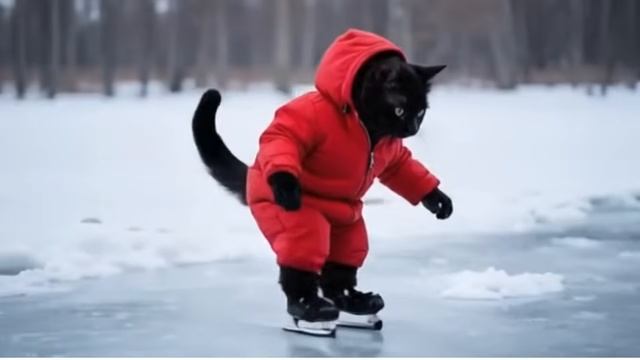 😺⛸ Kitty Dreams of Ice Skating - Cute Cats Doing Human Things 🐾✨