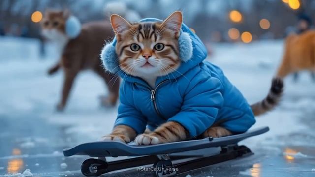😺⛸ Kitty Dreams of Ice Skating - Cute Cats Doing Human Things 🐾✨#ai #story #catshorts#aicat#funnyc