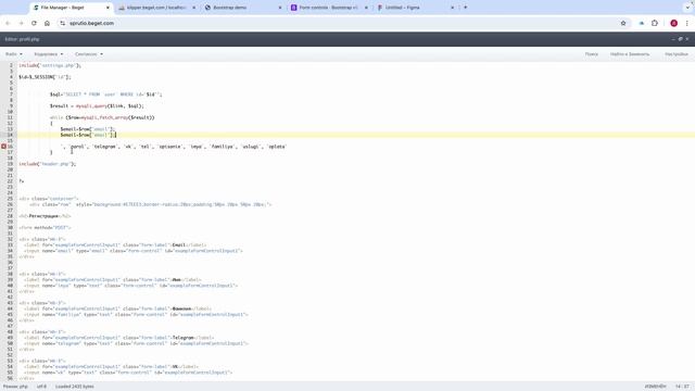 Своя фриланс биржа #5: форма для заполнения данных проф