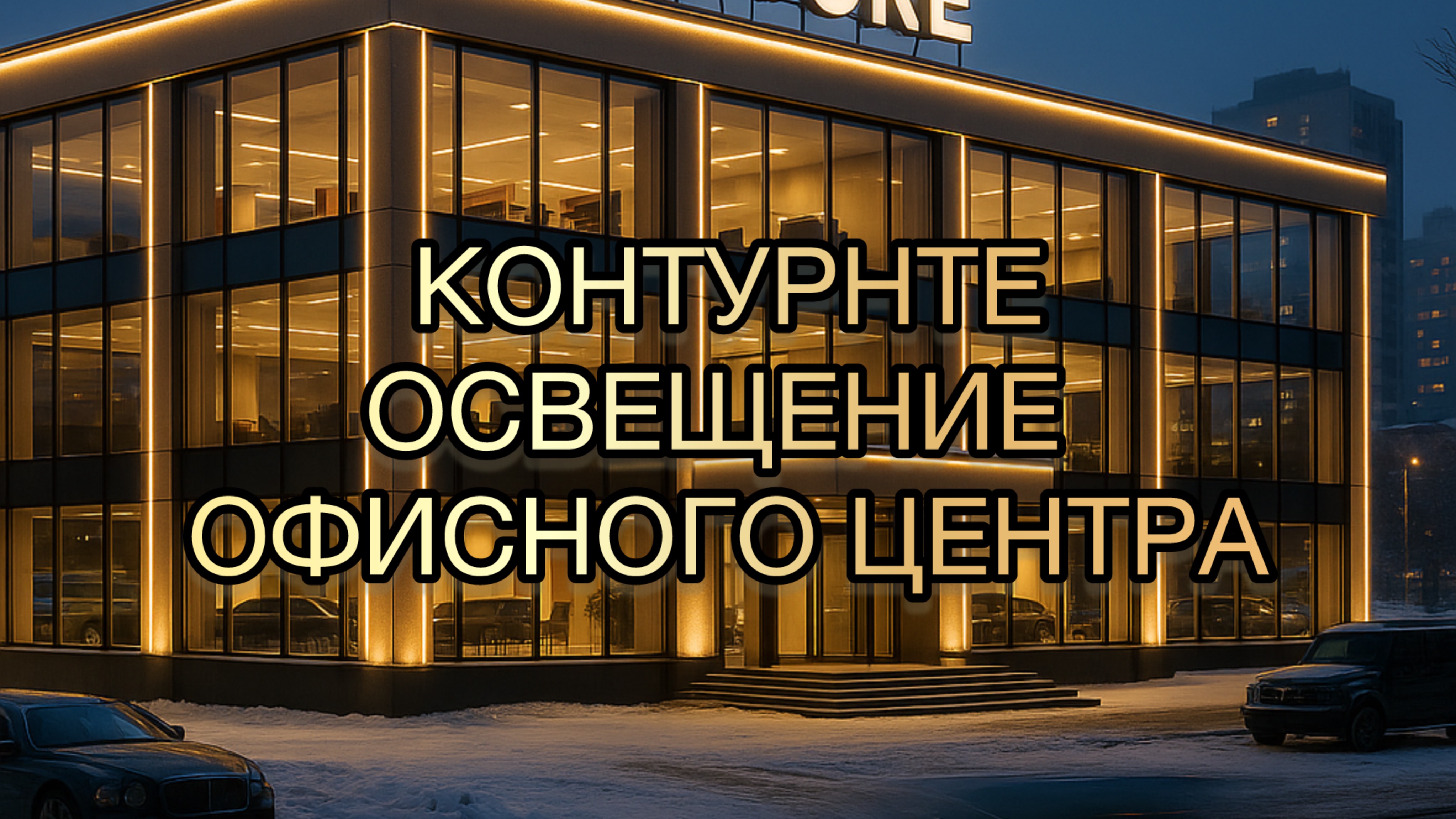 Контурное освещение офисного здания в Москве
