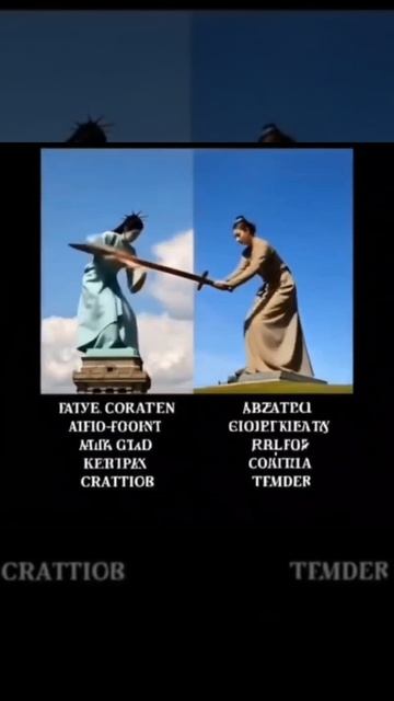 Статуя свободы стала на колени перед родина мать. Родина-мать зовёт! Скульптура, Героям Сталинградск