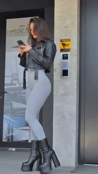 oWajsMNFovI - Gorgeous model in fancy tight pants street style fashion #fashion #style #outfit #sho