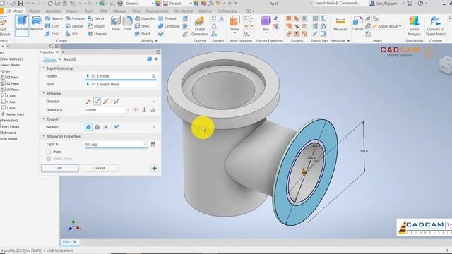 #136 Autodesk Inventor 2020. Тройник труб фланцевый