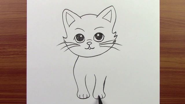 Как нарисовать милую кошку легко, шаг за шагом, урок рисования карандашом