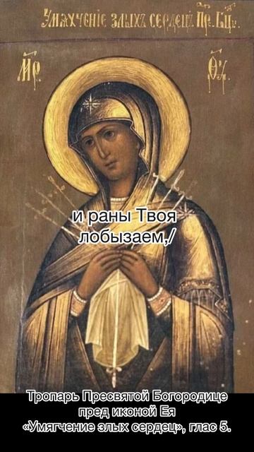 Тропарь Пресвятой Богородице пред иконой Ея «Умягчение злых сердец», глас 5, 15 июня по н.ст.