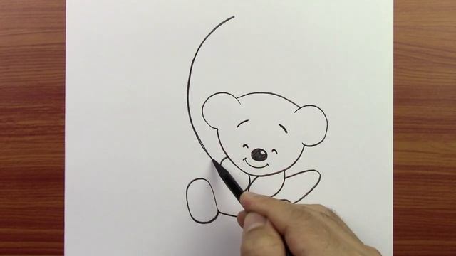 Как нарисовать плюшевого мишку легко шаг за шагом карандашом, Милый рисунок плюшевого мишки,