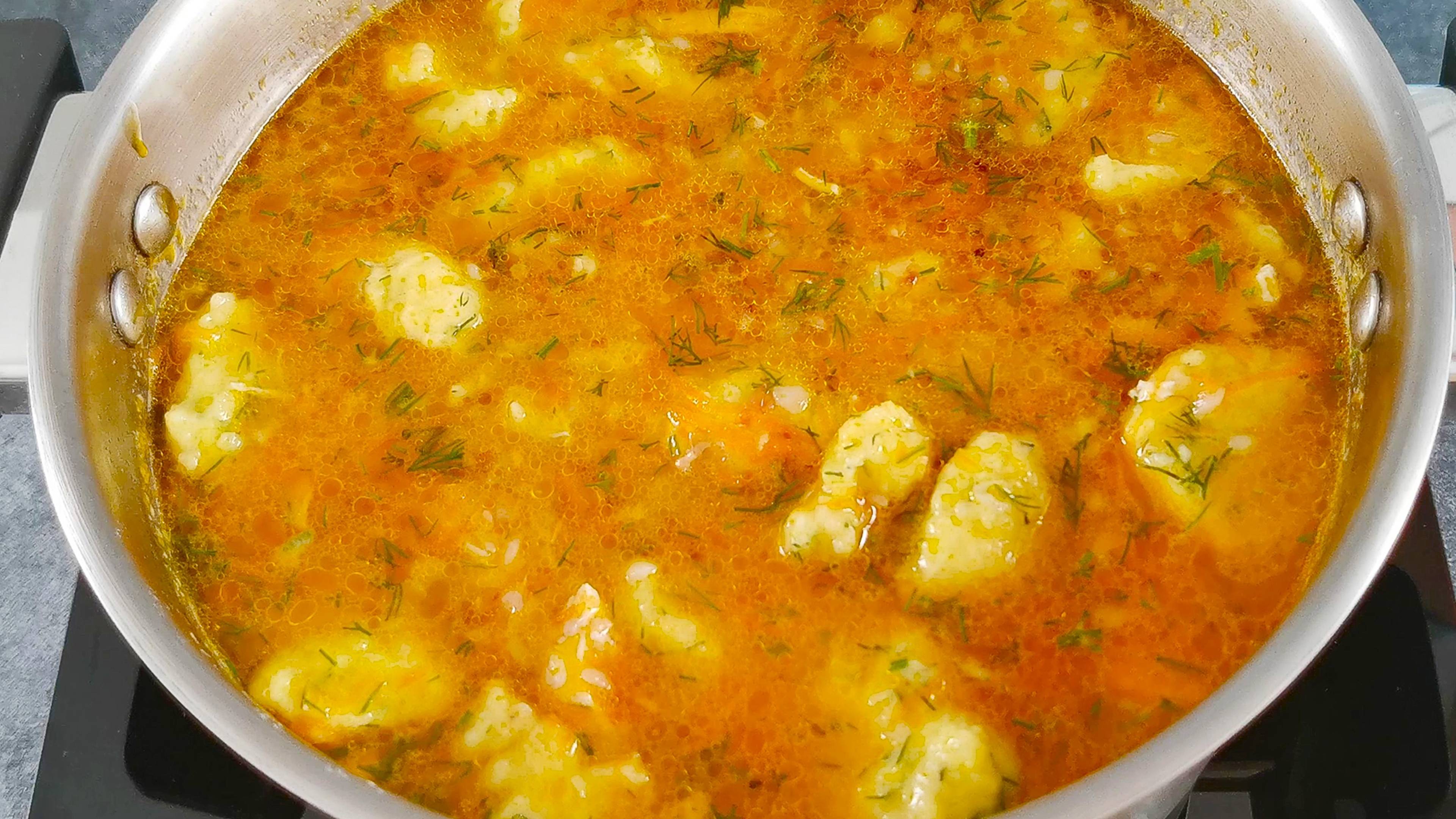 Куриный суп с картофельными галушками. Очень вкусно