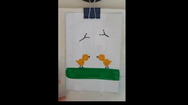 Рисуем пейзаж вместе с детьми, цыплята и бабочки, легко и просто