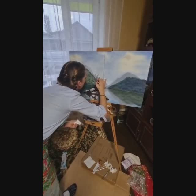 Заканчиваю картину у заказчика 😱