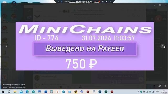 #живаяочередь #MiniChains выплаты партнёрам 31 июля 2024 года