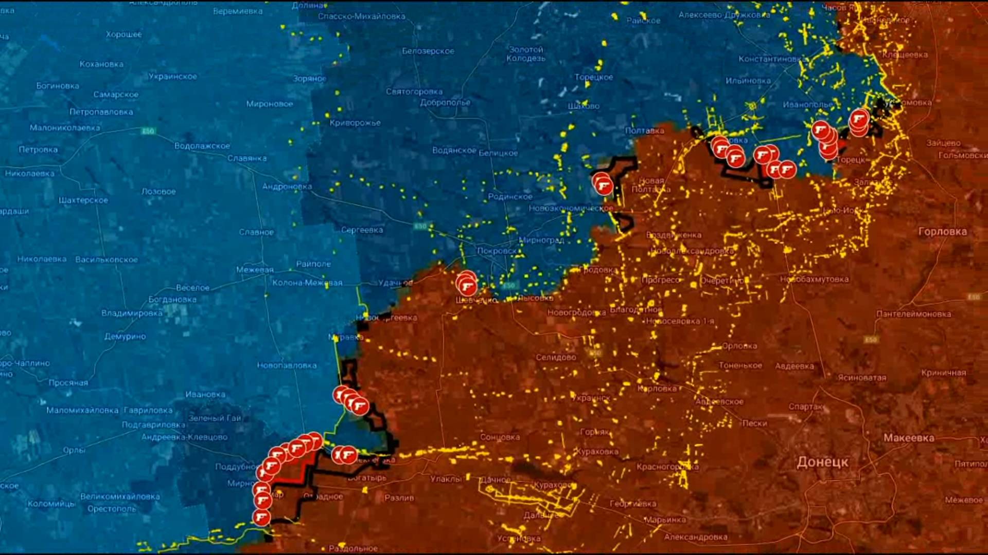 14.06.2025 Карта боевых действий. Бои от Торецка до границы Днепропетровской области