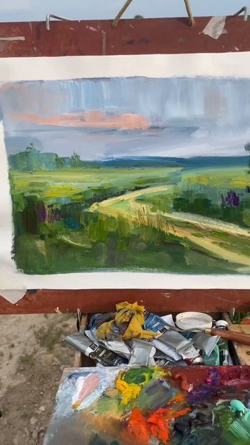 Типичный сельский пейзаж. #творчество #painting #живопись #пленэр #живописьмаслом