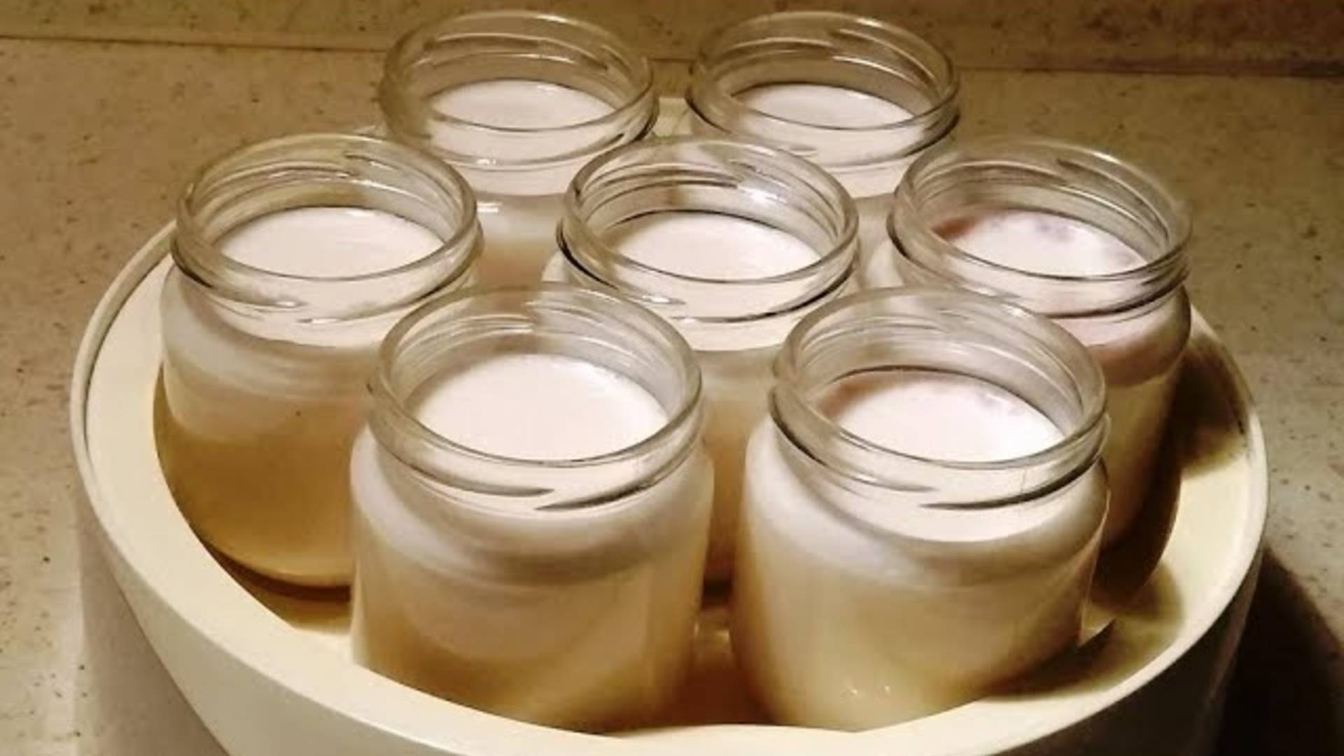 Йогурт на закваске из магазинного молока в йогуртнице. Очень вкусный всегда получается.