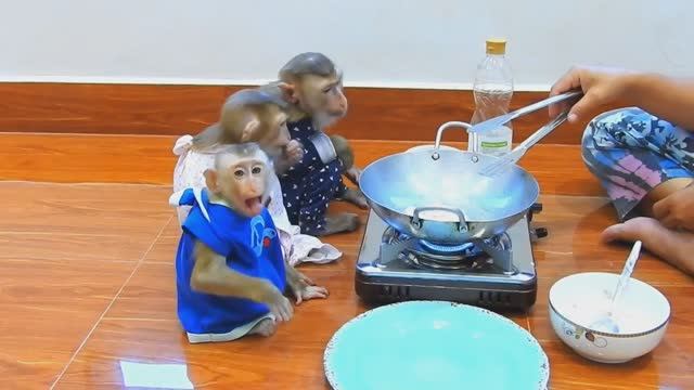 Обезьянки едят Оладушки Хотят жить у бабушки ДОМАШНИЙ РЕСТОРАН