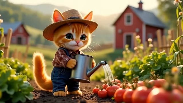 🚜A Day in Tiny Cat’s Farm – Cute Moments and Hard Work!🌻🌿