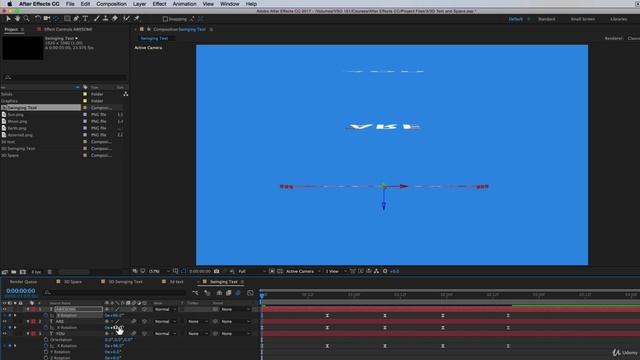 After Effects Course 055 Swinging 3D Rotating Text Animation + Null Objects