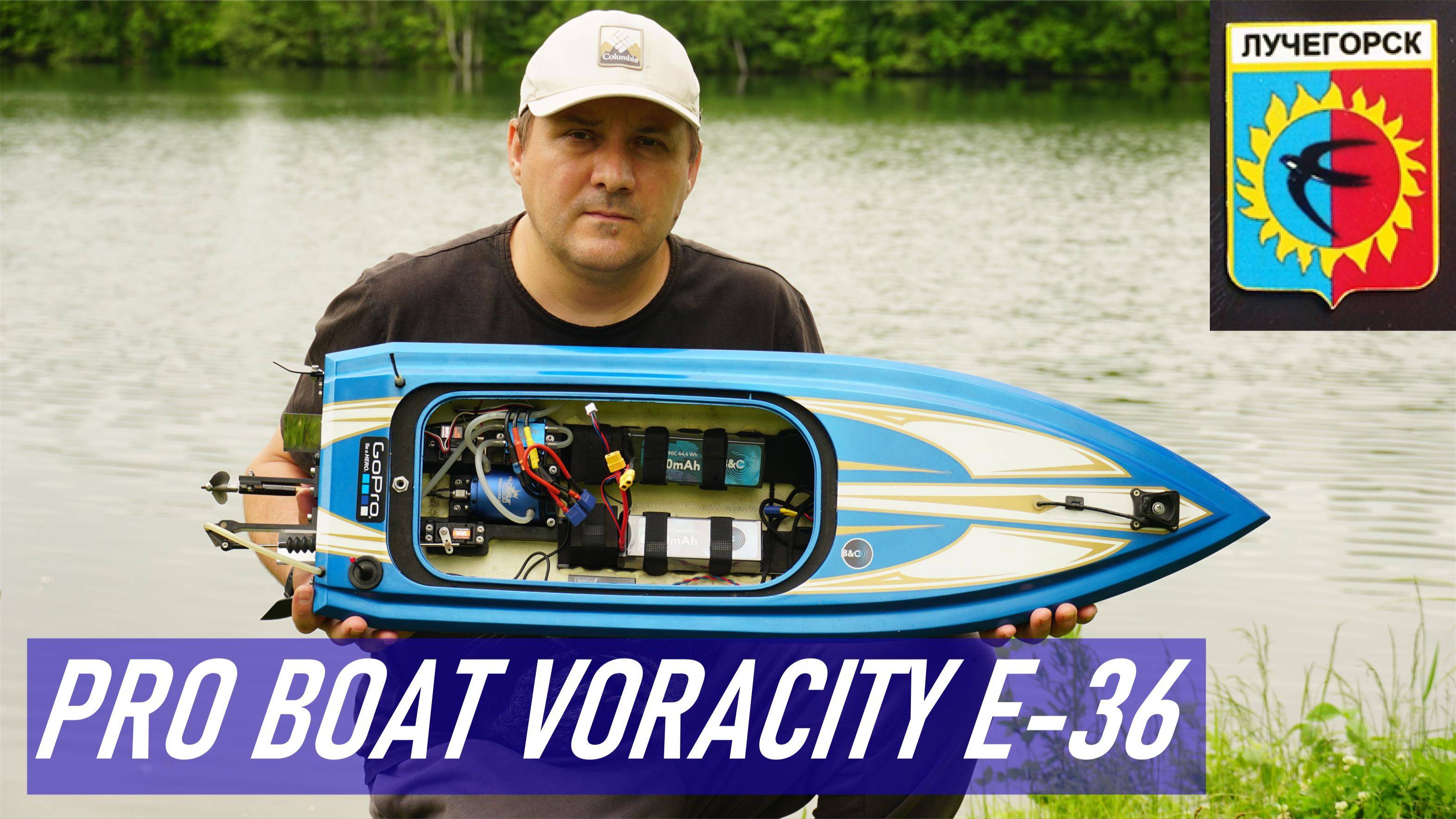Запуск катера Proboat Voracity E-36 после подручного ремонта приводного вала, озеро в карьере