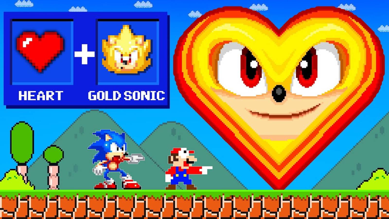 Если Марио смог бы объединить Золотого Соника и СЕРДЦЕ в Super Mario Bros