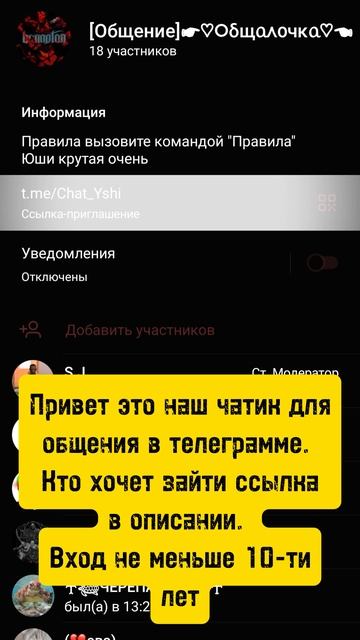 Телеграмм чат для общения