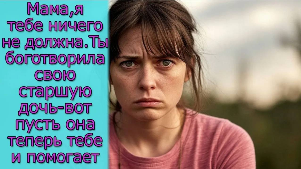 Мама, я тебе ничего не должна. Ты боготворила свою старшую дочь вот пусть она теперь тебе и помогает