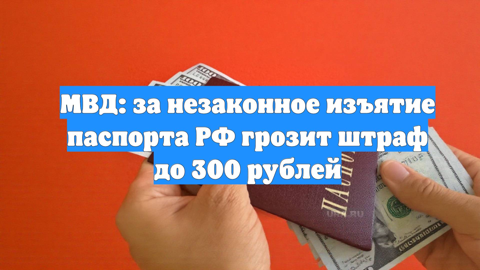 МВД: за незаконное изъятие паспорта РФ грозит штраф до 300 рублей