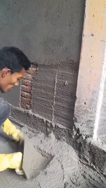 Easy wall plastering process #shorts