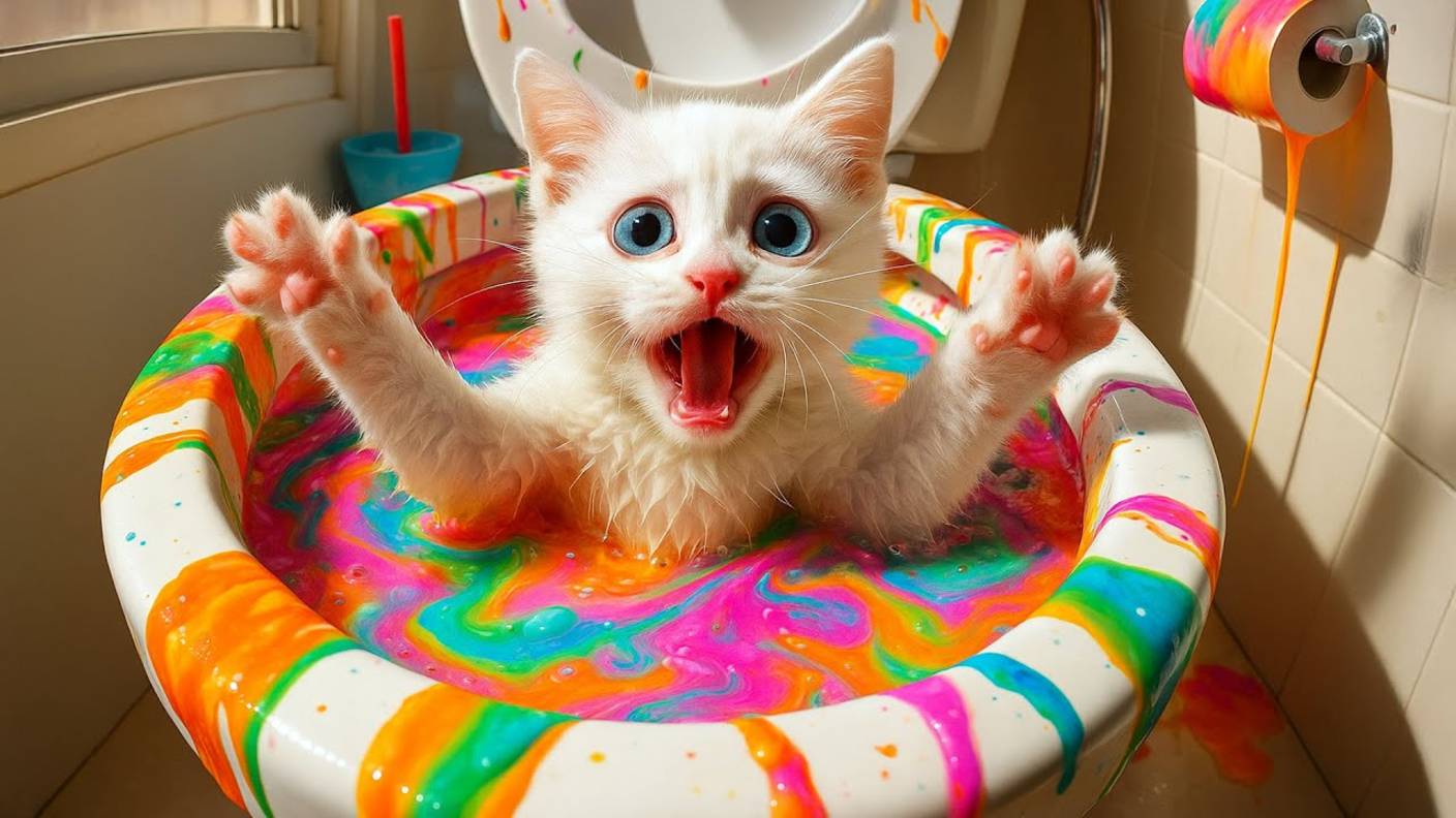 Волшебное мороженое Котёнка смывается в унитаз 🌈 Безумно смешные истории 😂